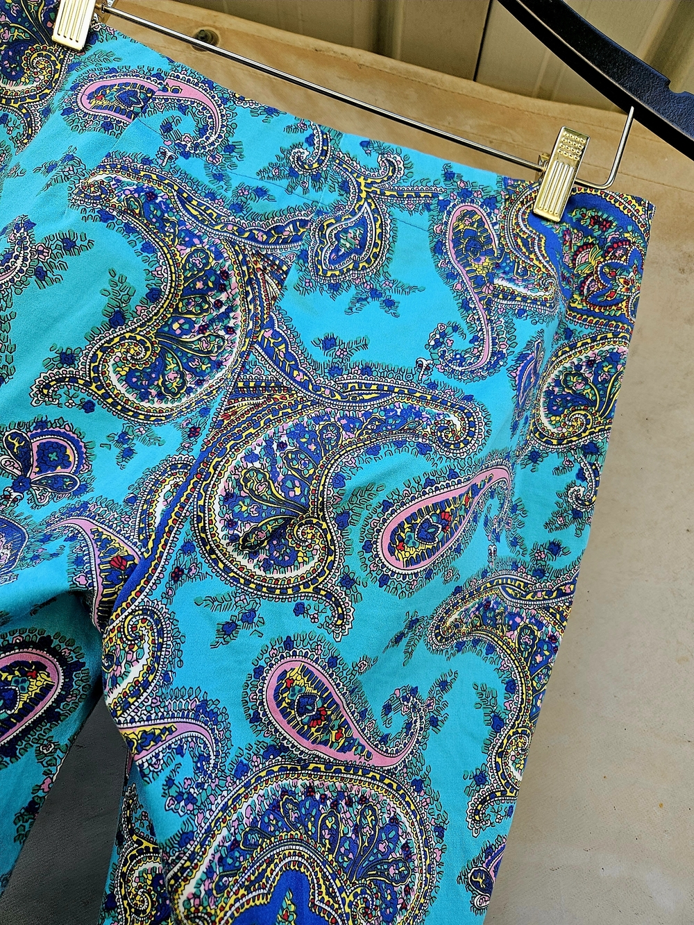 Talbots Turquoise Paisley Stretch Cigarette SKINNY Pants Cotton Sz. 6 - Picture 6 of 7